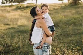 woman holding child